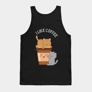 I like Coffee First Cute little cats I need coffee addict This Girl Runs On Caffeine And Sarcasm Tank Top